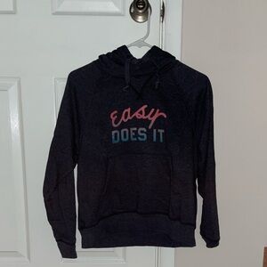 Old Navy Dark Gray Hoodie with Pink and Blue Text